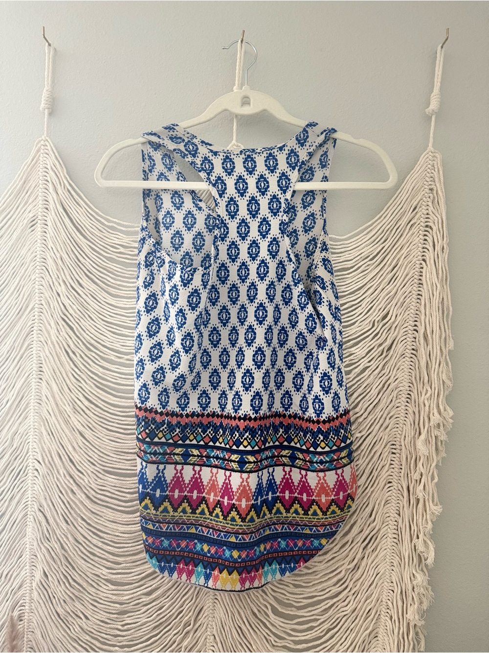 Blue & Multi-Color Printed Tank Top - Picture 3 of 4